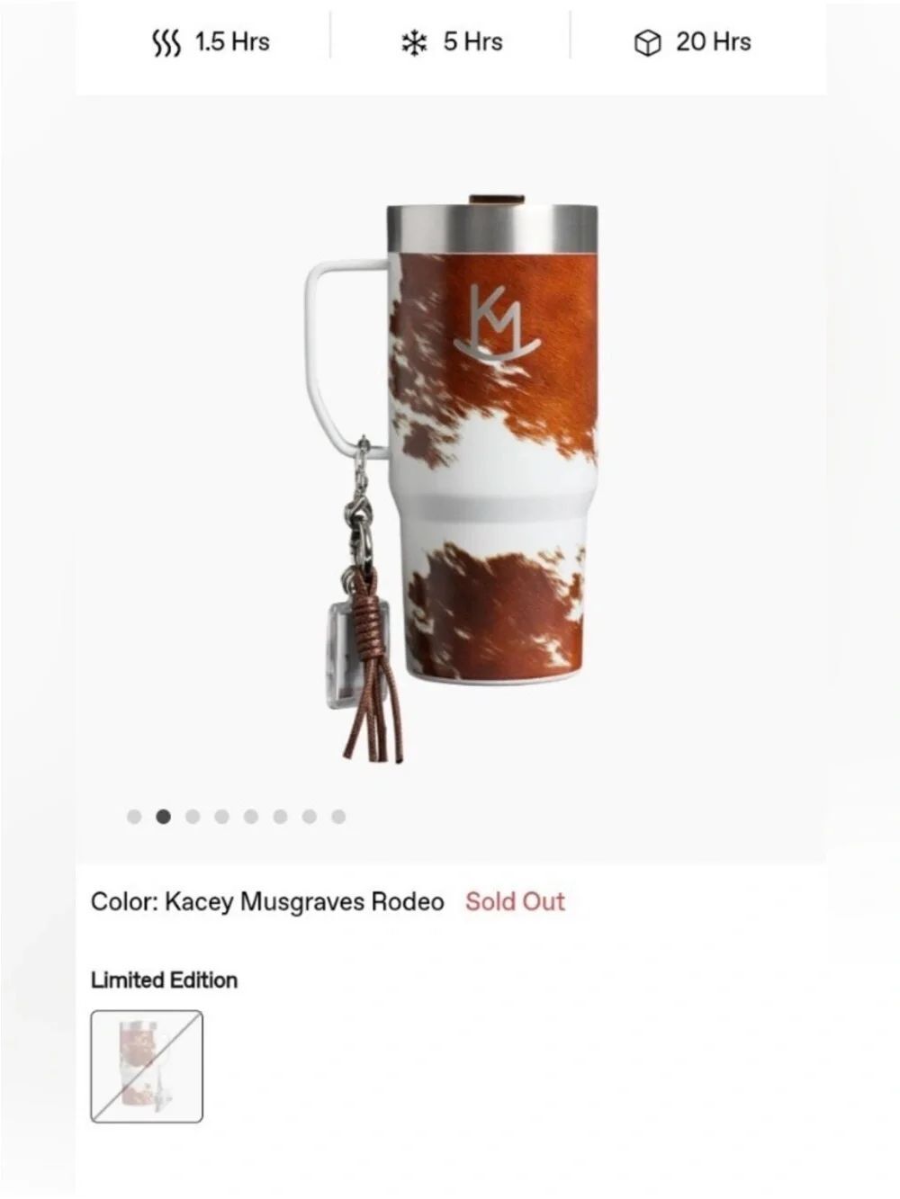 Kacey Musgraves x Stanley 1913 White and Brown Patterned Travel Tumbler 16 oz.